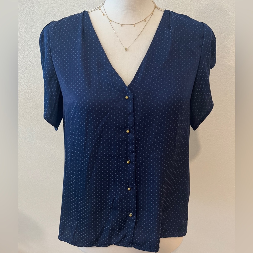 Navy Blue Polka Dot Blouse